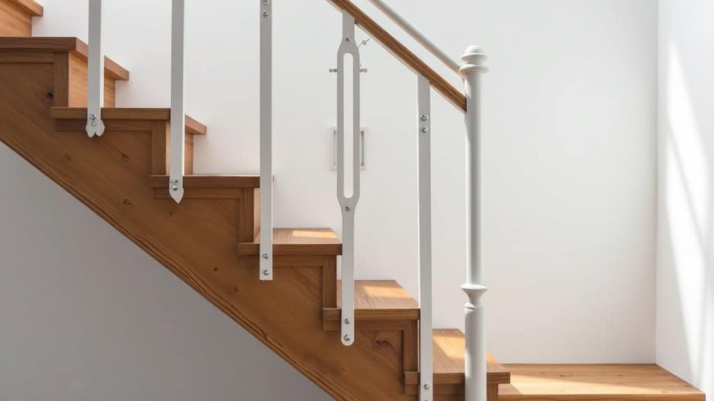 Monte-escalier droit installé sur un escalier en bois dans une maison traditionnelle de Saint-Nicolas-de-Bourgueil : rail blanc discrètement intégré, siège confortable, pas de modification de la structure