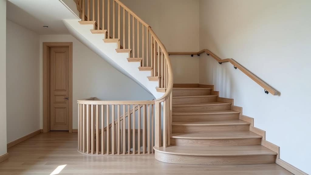 Monte-escalier tournant adapté à un escalier en colimaçon dans une maison ancienne de Saint-Nicolas-de-Redon, avec rail courbé et siège ergonomique