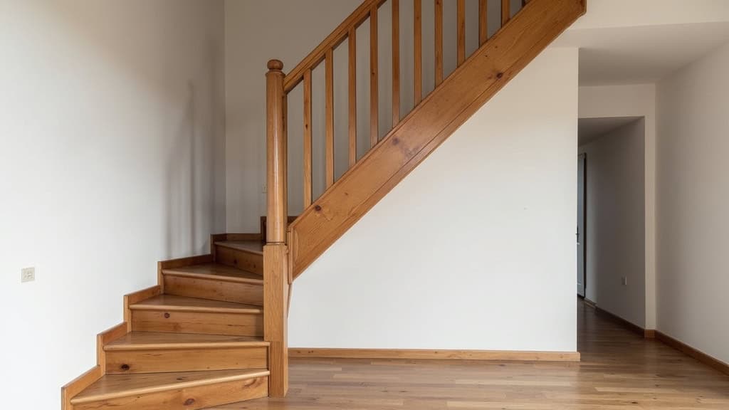 Monte-escalier droit installé dans une maison traditionnelle de Saint-Paterne-Racan, avec escalier en bois et finitions en chêne