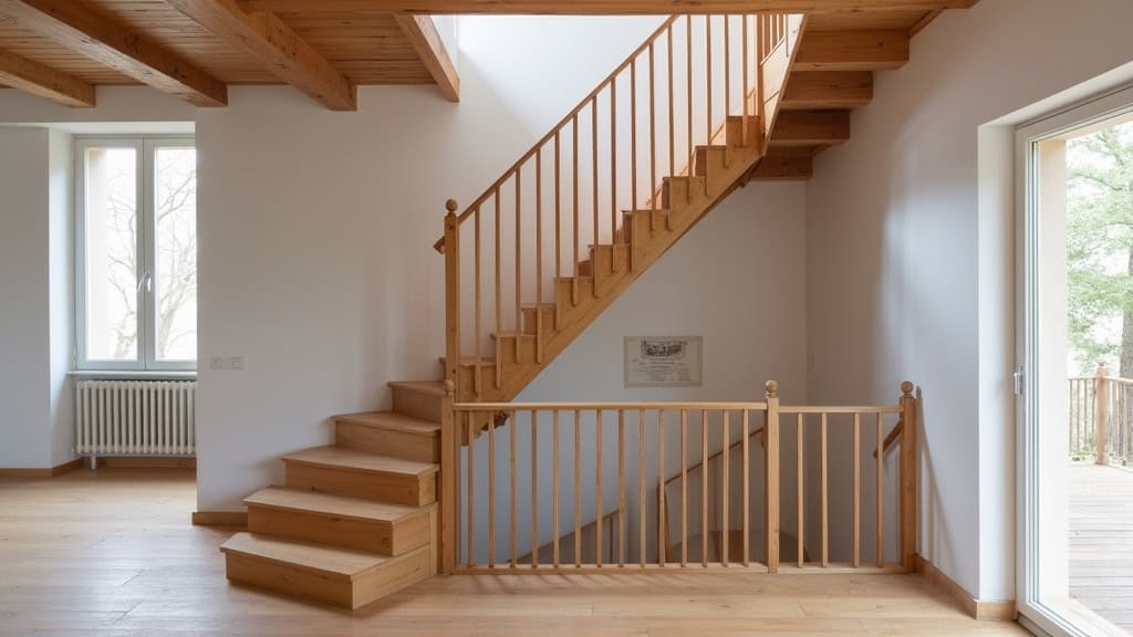 Monte-escalier droit installé sur un escalier en bois dans une maison typique de Saint-Rambert-d