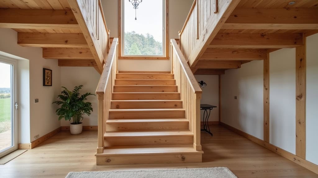 Monte-escalier droit installé sur un escalier en bois dans une maison typique de Saint-Sorlin-en-Bugey