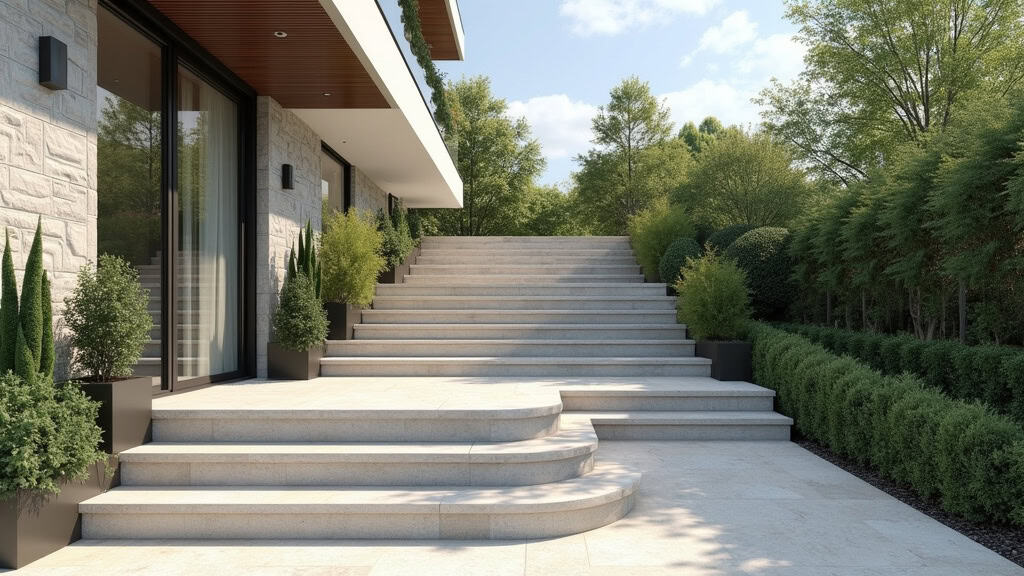 Monte-escalier installé sur un escalier extérieur en pierre d