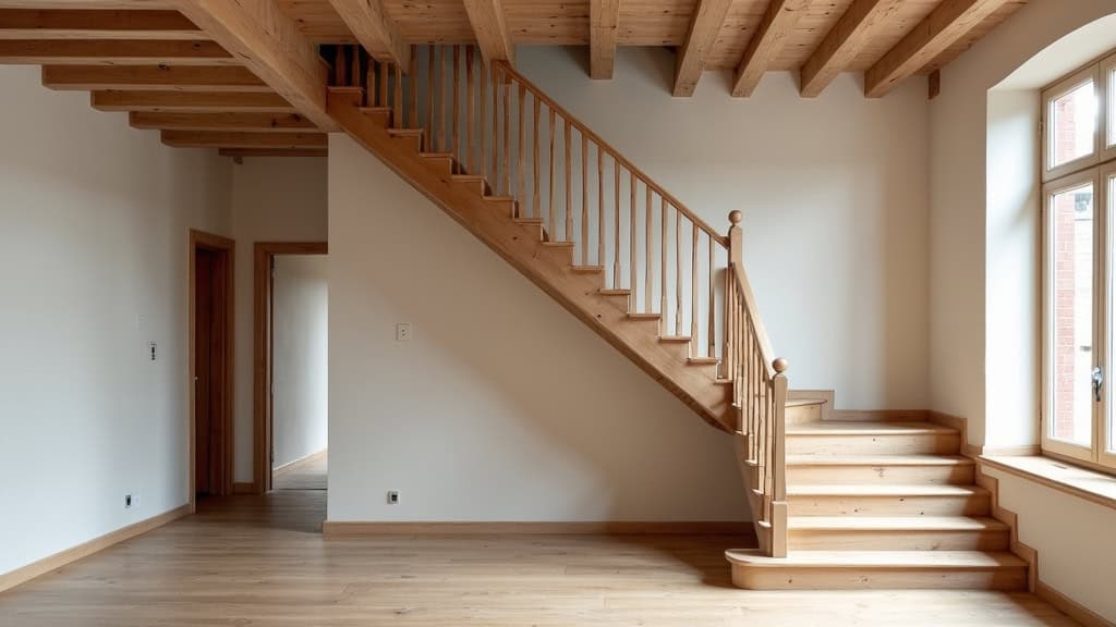 Monte-escalier droit installé sur un escalier en bois dans une maison traditionnelle de Saint-Victor-sur-Rhins