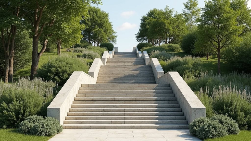 Monte-escalier extérieur pour accéder au jardin à Sainte-Anne-sur-Vilaine