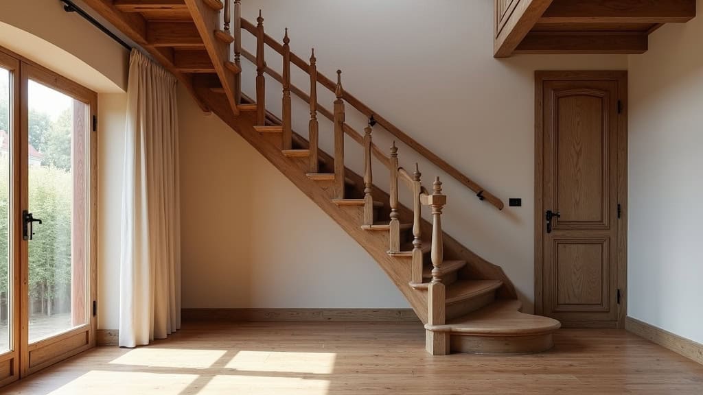 Monte-escalier droit installé sur un escalier en bois dans une maison ancienne à Sansac-de-Marmiesse