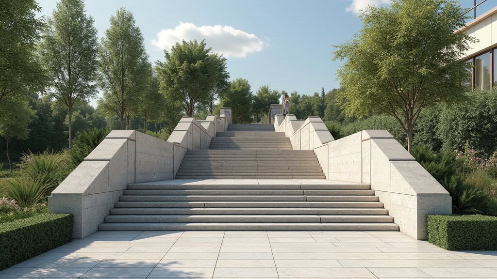 Monte-escalier extérieur installé sur une entrée en pierre avec une plateforme de sécurité à Sansac-de-Marmiesse