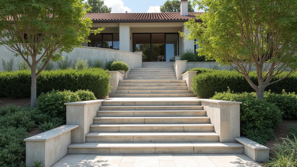 Monte-escalier extérieur installé sur une entrée en pierre d
