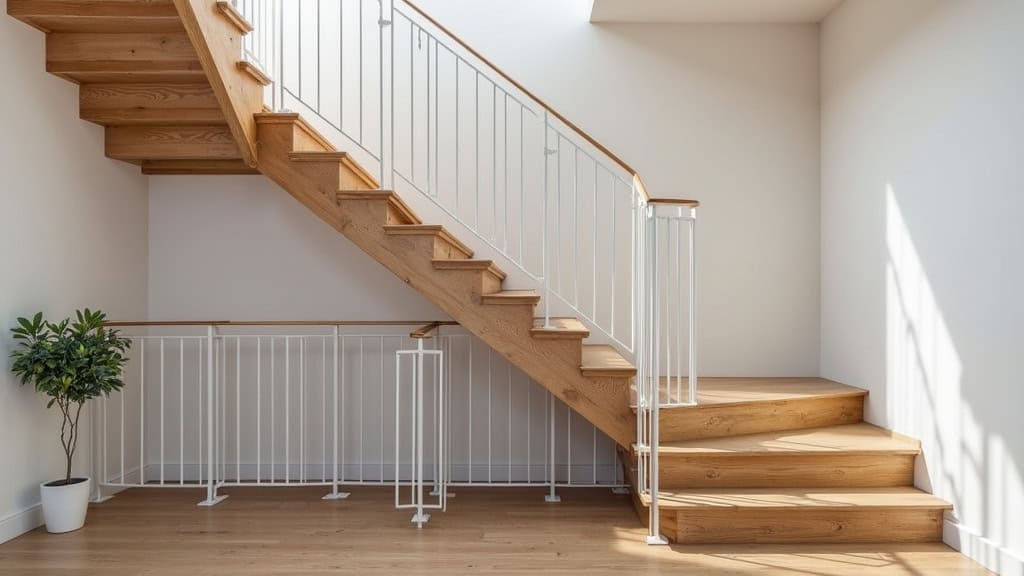 Monte-escalier courbe installé sur un escalier en bois ancien dans une maison du quartier du Centre-Ville à Sartrouville, avec un rail en aluminium laqué blanc.