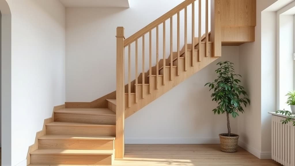 Monte-escalier droit installé dans un escalier en bois d