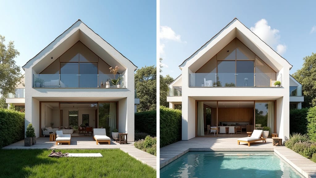 Photo comparant une maison de Senozan avant et après installation d