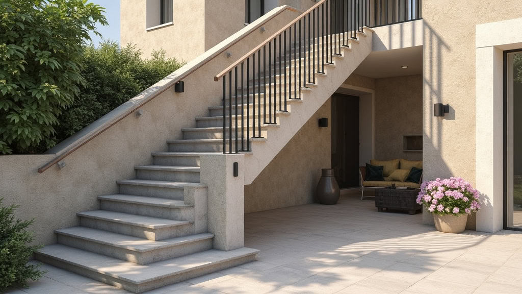Monte-escalier courbe personnalisé installé sur un escalier en pierre avec virage dans une maison typique de Servoz
