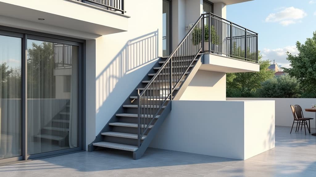 Siège monte-escalier extérieur en aluminium anodisé installé sur les marches de l