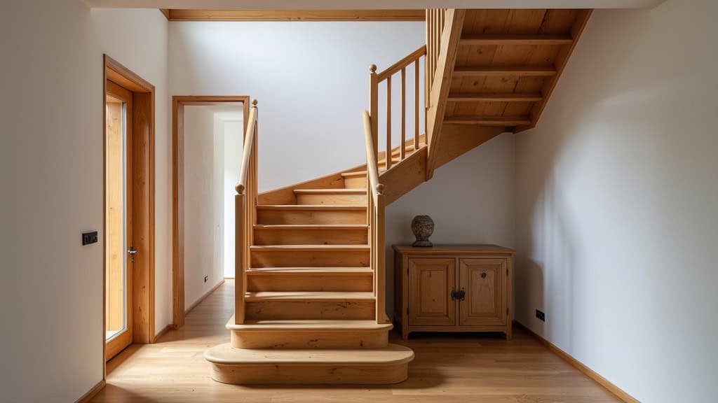 Monte-escalier droit installé sur un escalier en bois dans une maison traditionnelle de Simandres