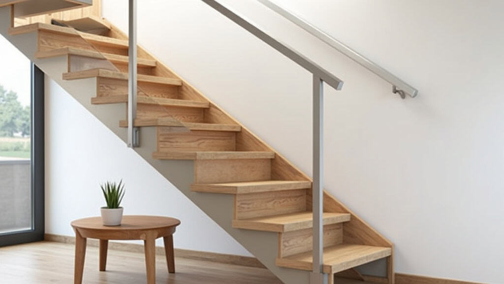 Monte-escalier droit installé dans un escalier en bois à Somain, avec siège ergonomique et rail en aluminium