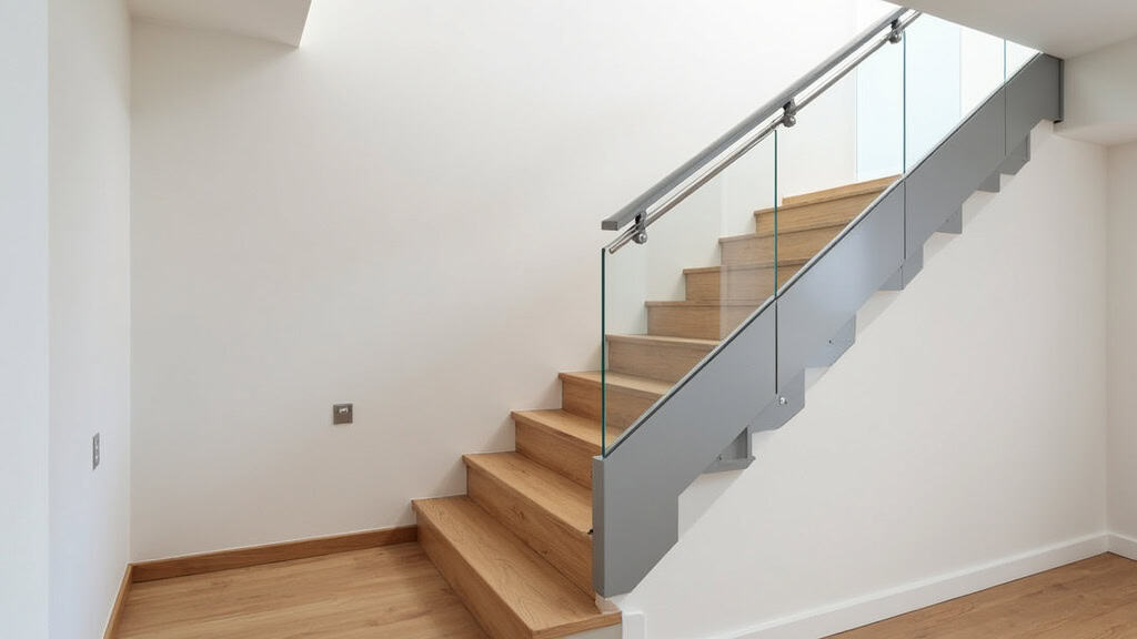 Monte-escalier droit installé dans une maison à Sonnay, avec rail en aluminium et siège gris, intégré discrètement sur un escalier en bois