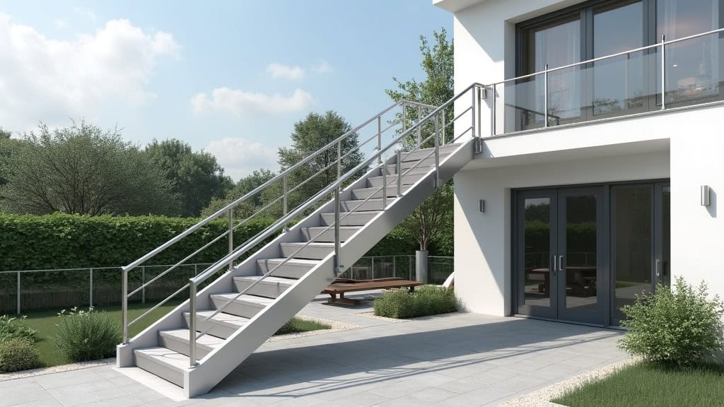 Monte-escalier extérieur en aluminium installé sur un accès en hauteur d