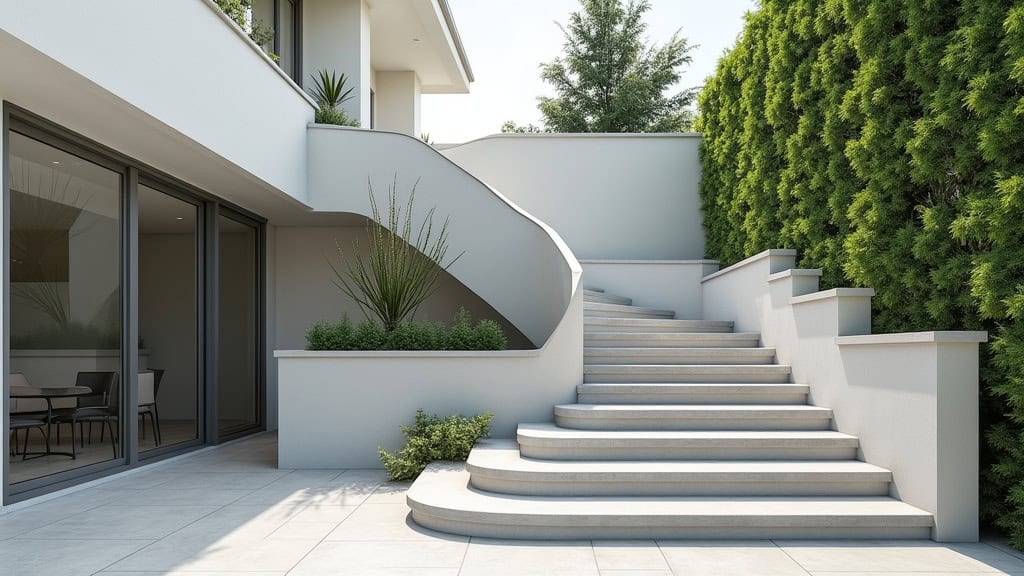 Monte-escalier extérieur installé sur les marches de la terrasse d