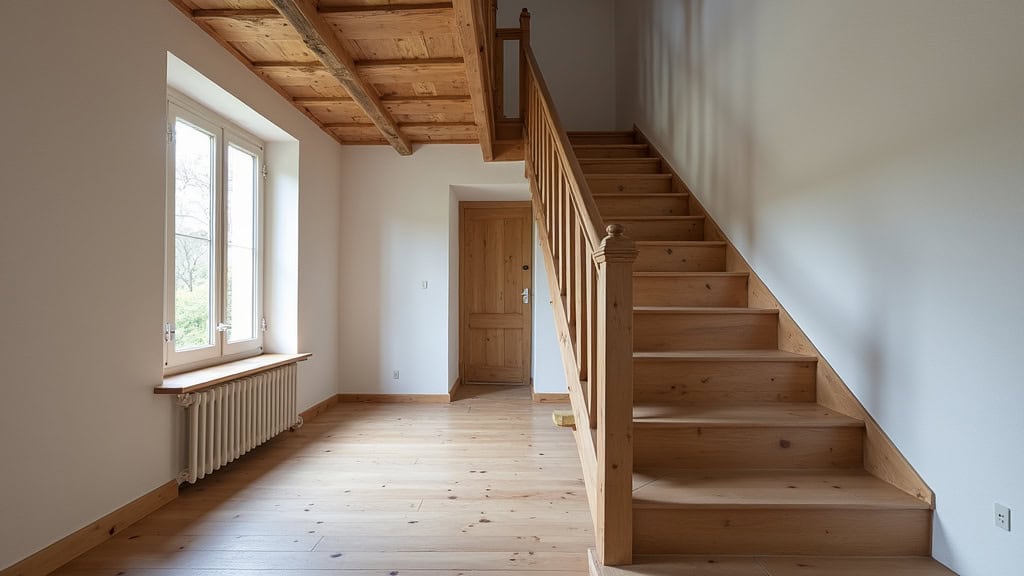 Monte-escalier tournant adapté à un escalier en colimaçon dans une maison traditionnelle bretonne à Spézet