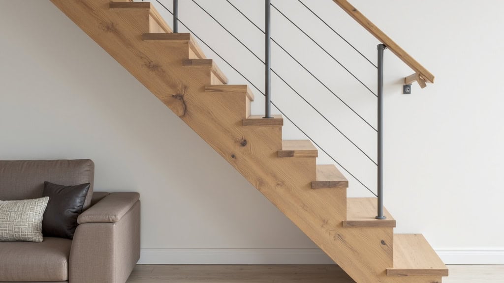 Monte-escalier courbe en aluminium installé dans un escalier en bois d