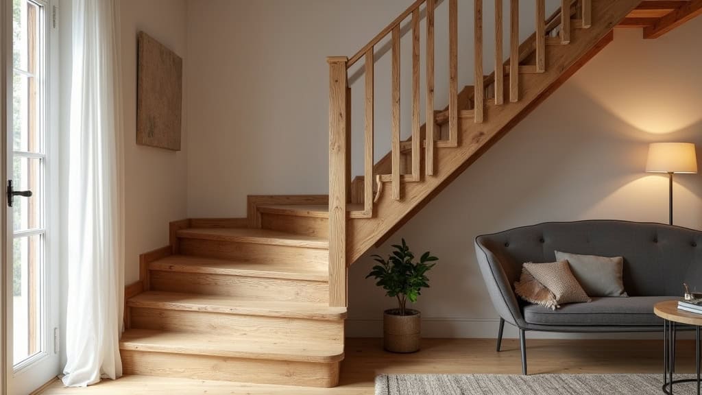 Monte-escalier droit installé sur un escalier en bois dans une maison traditionnelle à Thiel-sur-Acolin