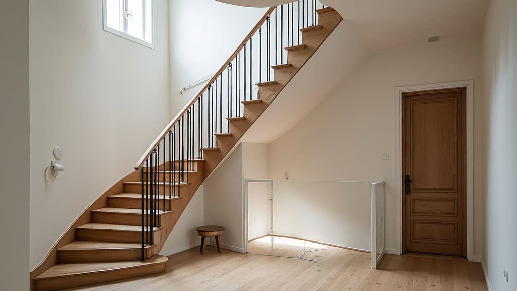 Monte-escalier tournant avec courbe installé sur un escalier en colimaçon dans une maison traditionnelle de Auménancourt