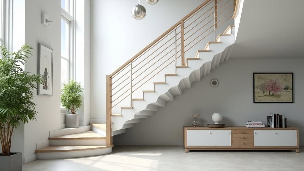 Monte-escalier tournant avec rail segmenté autour d