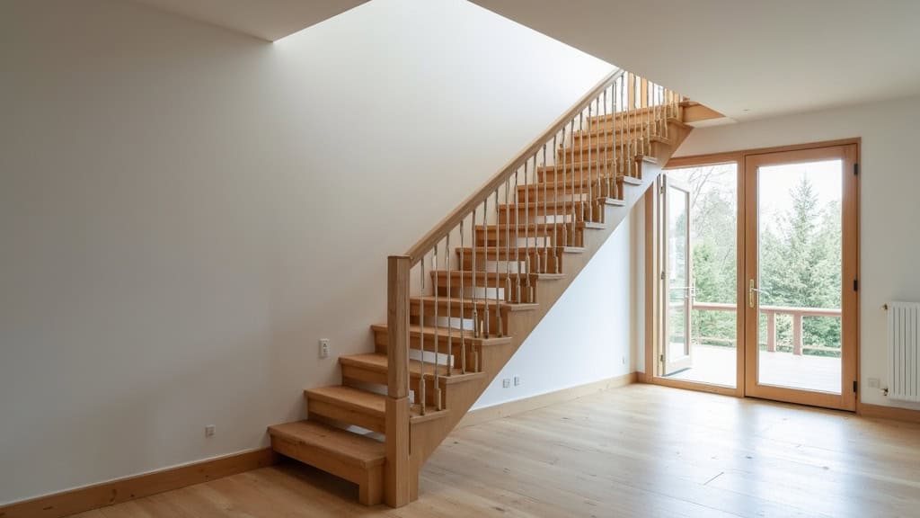 Monte-escalier tournant en cours de déplacement sur un escalier en colimaçon dans une maison à Anstaing