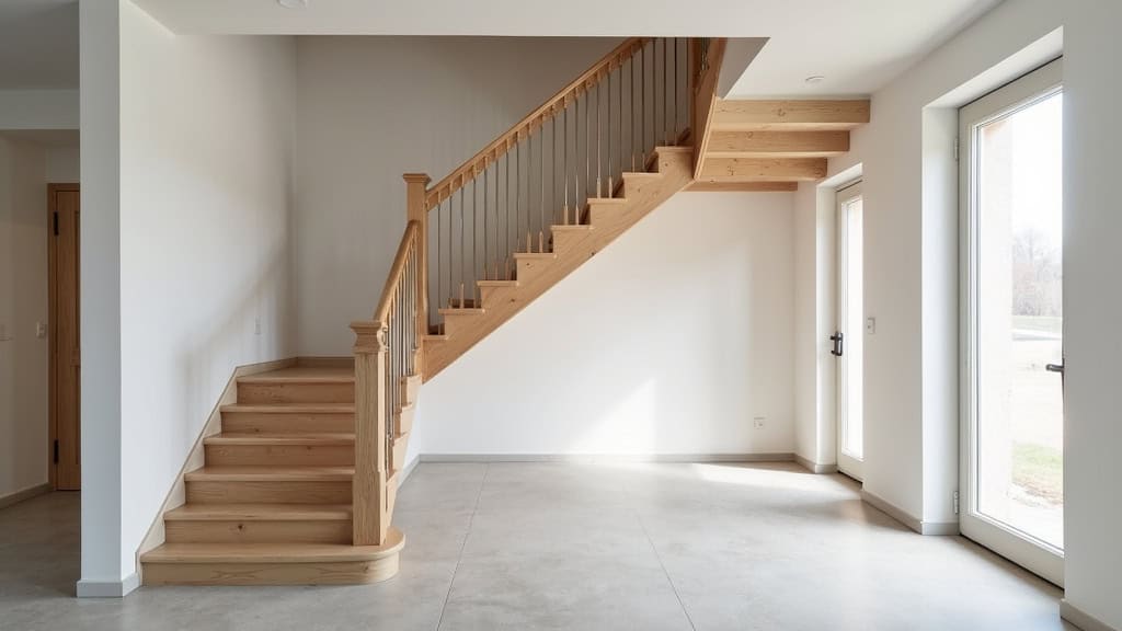 Monte-escalier tournant en cours d’installation dans une maison à Sainte-Gauburge-Sainte-Colombe