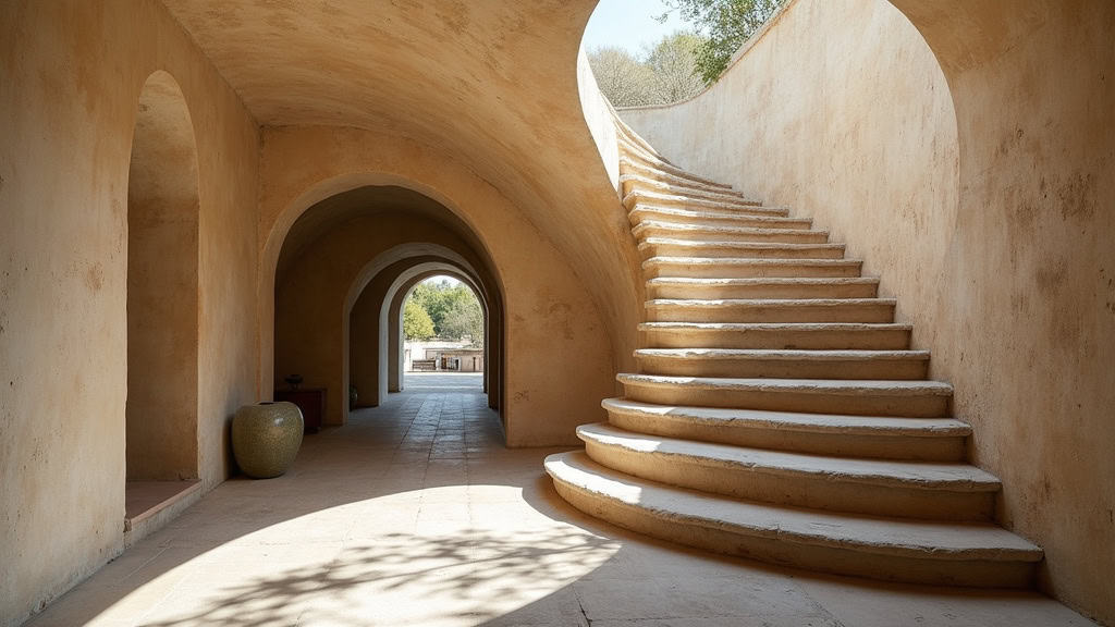 Monte-escalier tournant en fonctionnement dans une maison de Châteauneuf-du-Pape