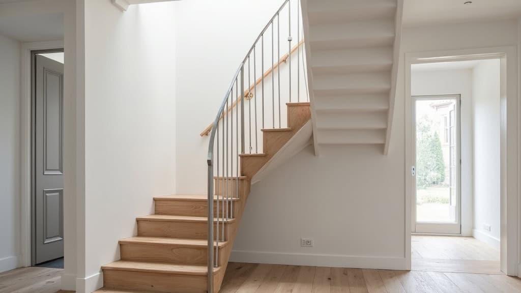 Monte-escalier tournant installé dans un escalier à palier à Remy