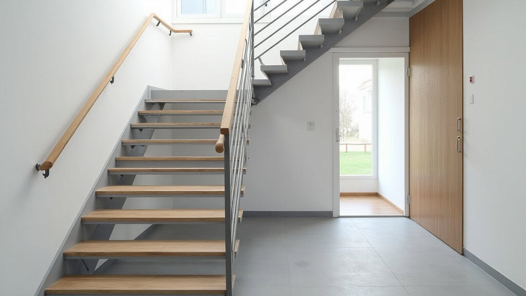 Monte-escalier tournant installé dans un escalier en colimaçon à École-Valentin, avec siège en aluminium et rail en acier inoxydable