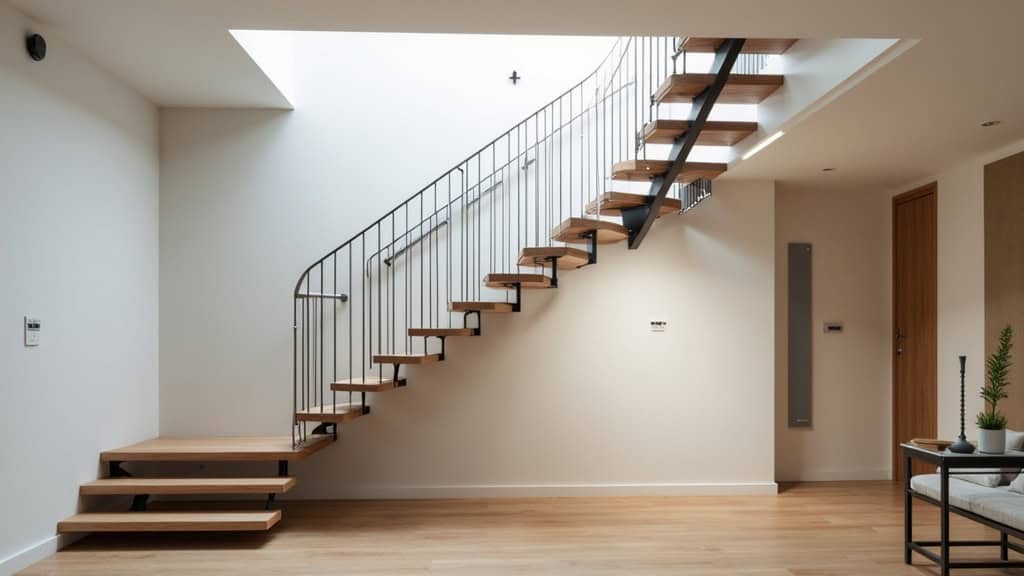 Monte-escalier tournant installé dans un escalier en colimaçon à Soullans