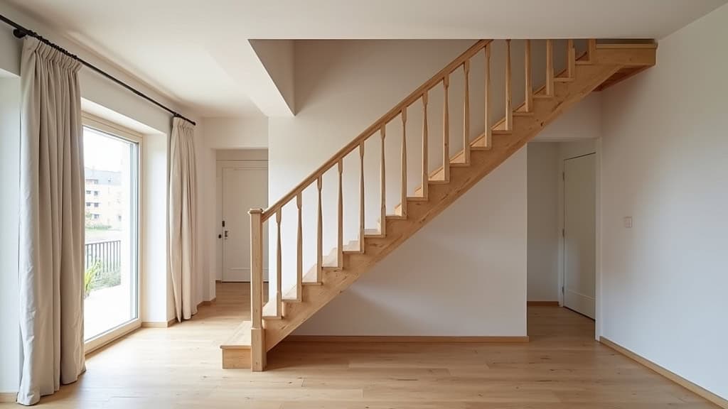 Monte-escalier tournant installé dans une maison à Ossun, escalier en bois avec virage
