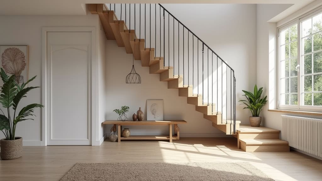 Monte escalier tournant installé dans une maison à Saint-Évarzec, adapté à un escalier en colimaçon