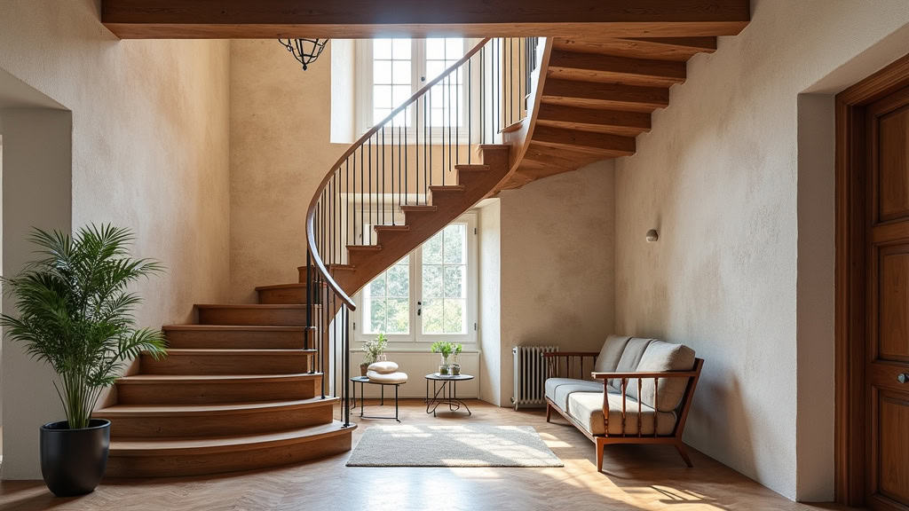 Monte-escalier tournant installé dans une maison ancienne à Guéreins