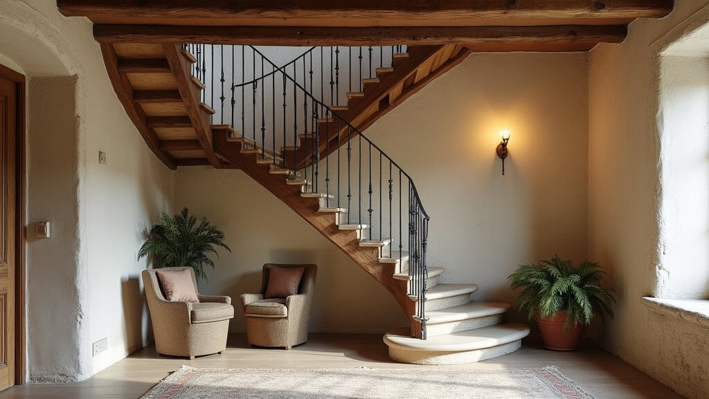 Monte-escalier tournant installé dans une maison ancienne à Le Faou avec escalier en colimaçon