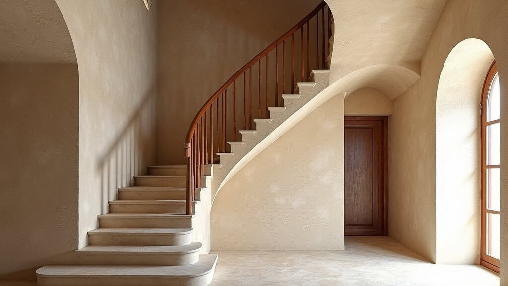 Monte-escalier tournant installé dans une maison ancienne à Razès