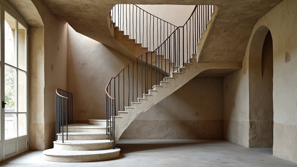 Monte-escalier tournant installé dans une maison ancienne à Salernes