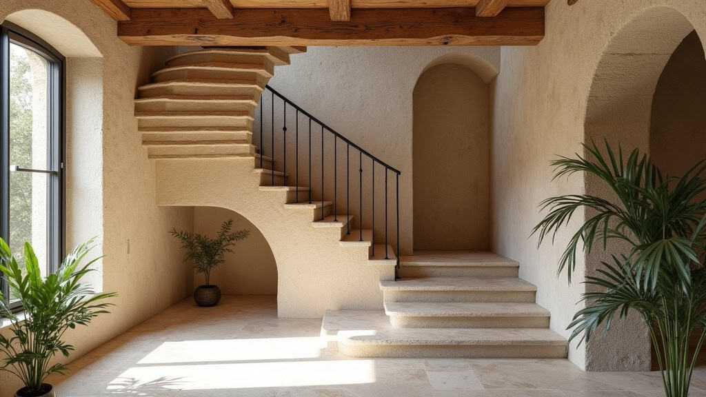 Monte-escalier tournant installé dans une maison ancienne de Gordes