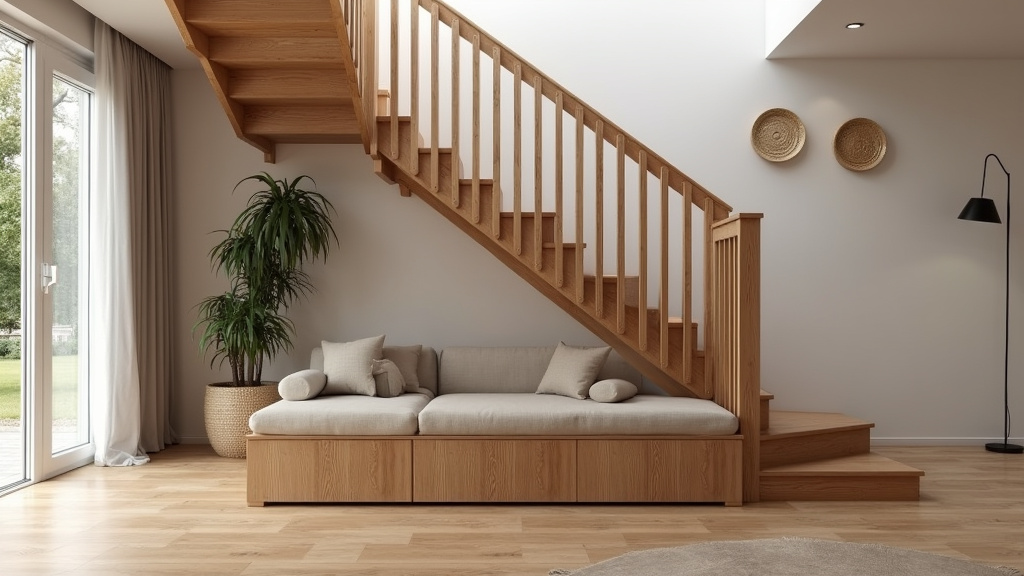 Monte-escalier tournant installé sur un escalier en bois avec palier à Awala-Yalimapo