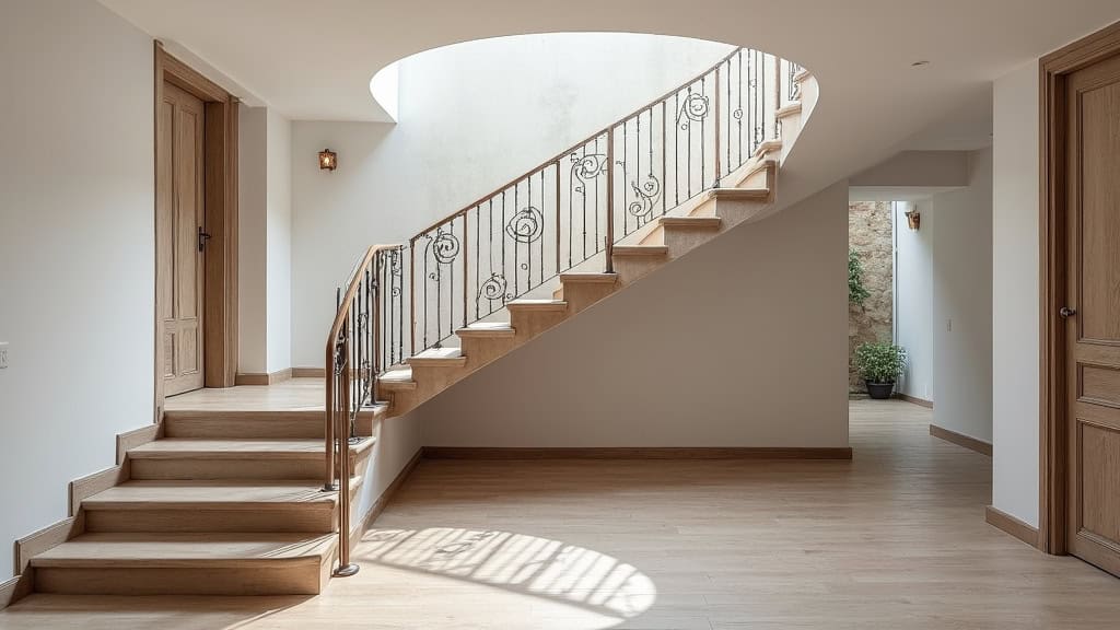 Monte escalier tournant installé sur un escalier en colimaçon à Salviac