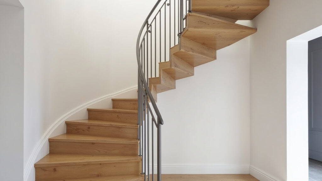 Monte-escalier tournant sur mesure installé dans un escalier courbe à Appoigny