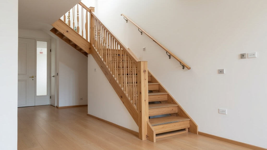 Monte-escalier tournant sur mesure installé dans un escalier en bois avec virage à 90° à Le Cheylard, rail personnalisé et siège pivotant