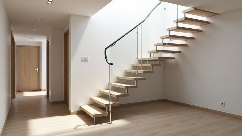 Monte-escalier tournant sur mesure installé dans un escalier en colimaçon à Magland