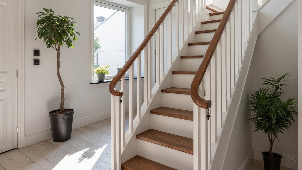 Monte-escalier tournant avec rail personnalisé pour escalier en L, dans une maison ancienne du quartier Saint-Martin à Valenciennes