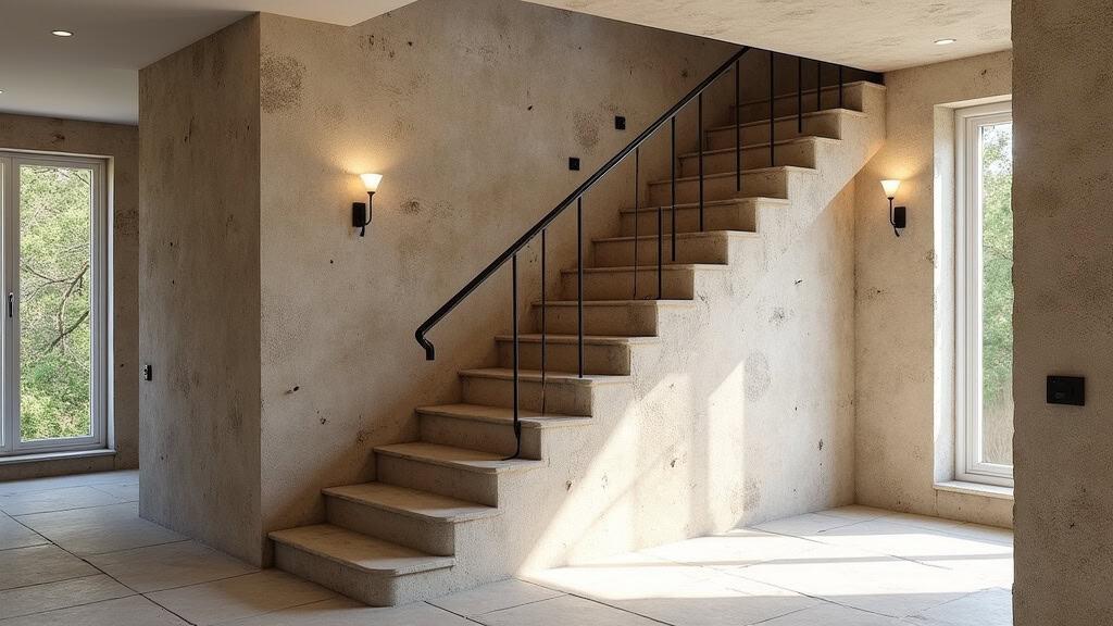 Monte-escalier droit installé dans une maison en pierre à Valherbasse, intégré discrètement sur l