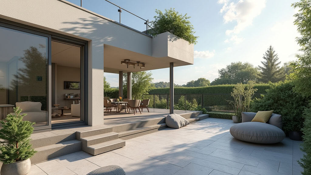 Monte-escalier extérieur installé sur la terrasse d