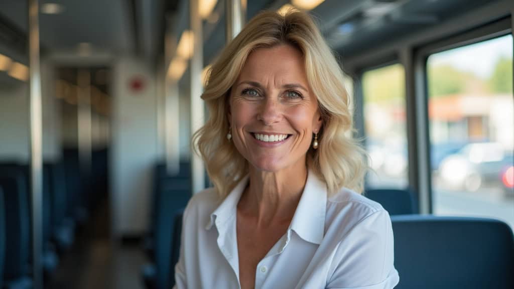 Andrée, 78 ans, souriante, en train d