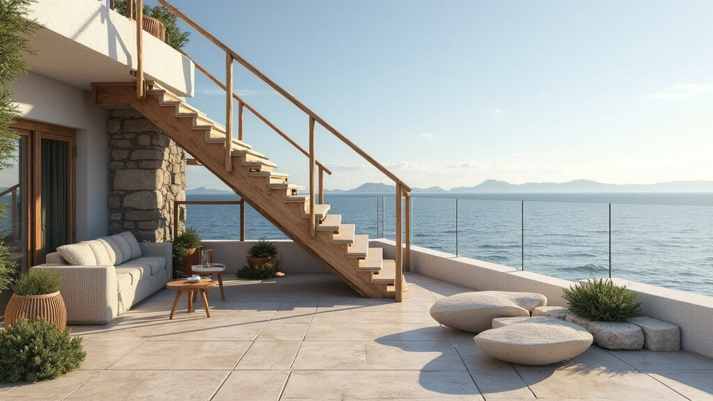 Monte escalier avec rail courbe adapté à un escalier en virage à Valras-Plage