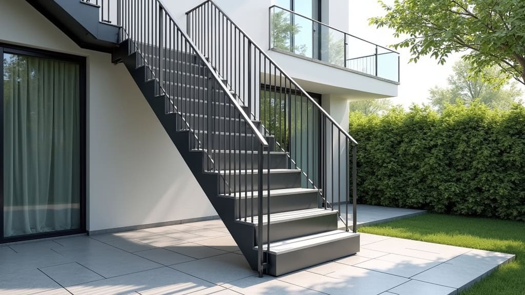 Monte-escalier extérieur résistant aux intempéries, installé à l